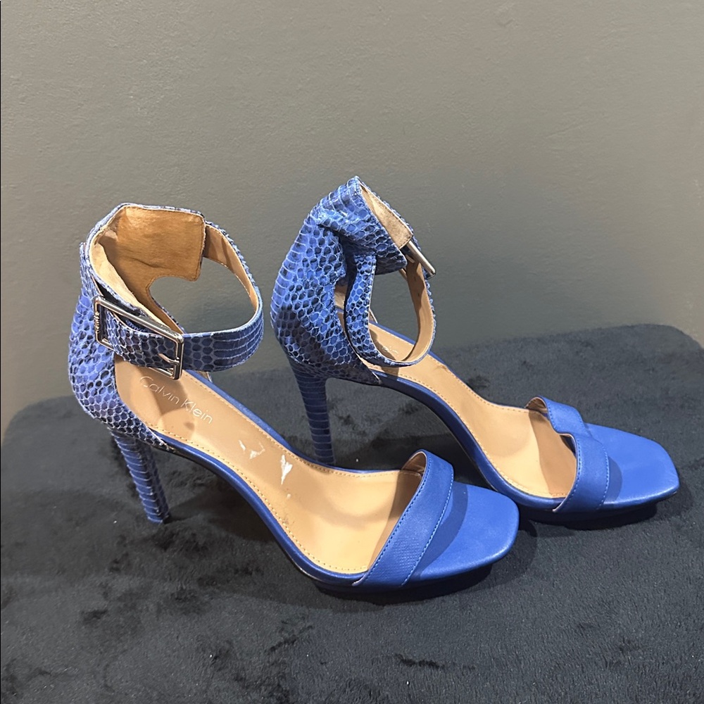 Calvin Klein Blue Patterned Heeled Sandals